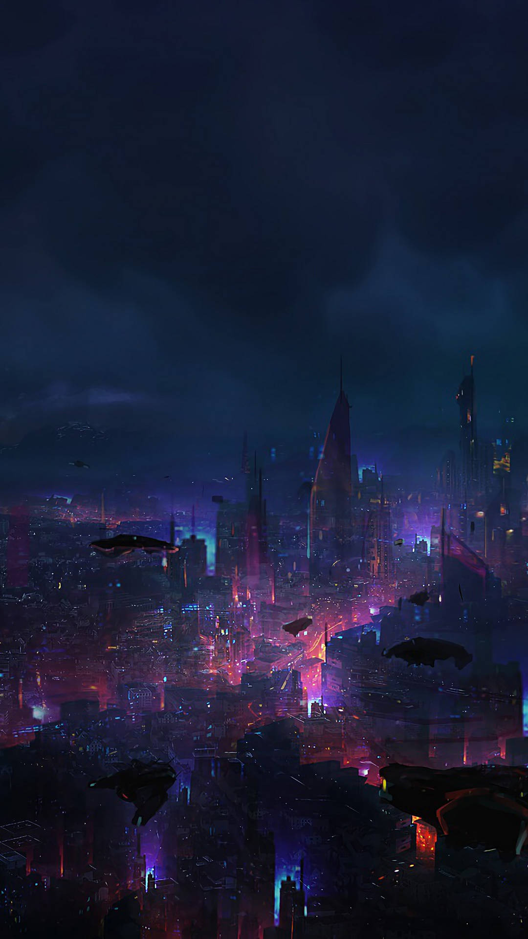 Dark Futuristic Cityscape Cyberpunk iPhone X Wallpaper