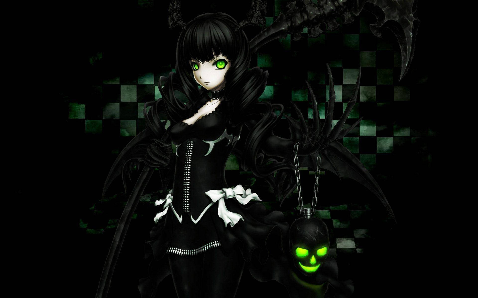 Dark Girl And Skull Anime Desktop Picture