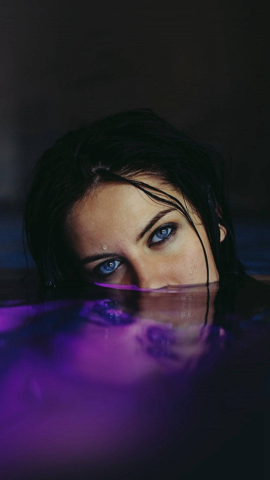 Dark Girl In Purple Water Wallpaper