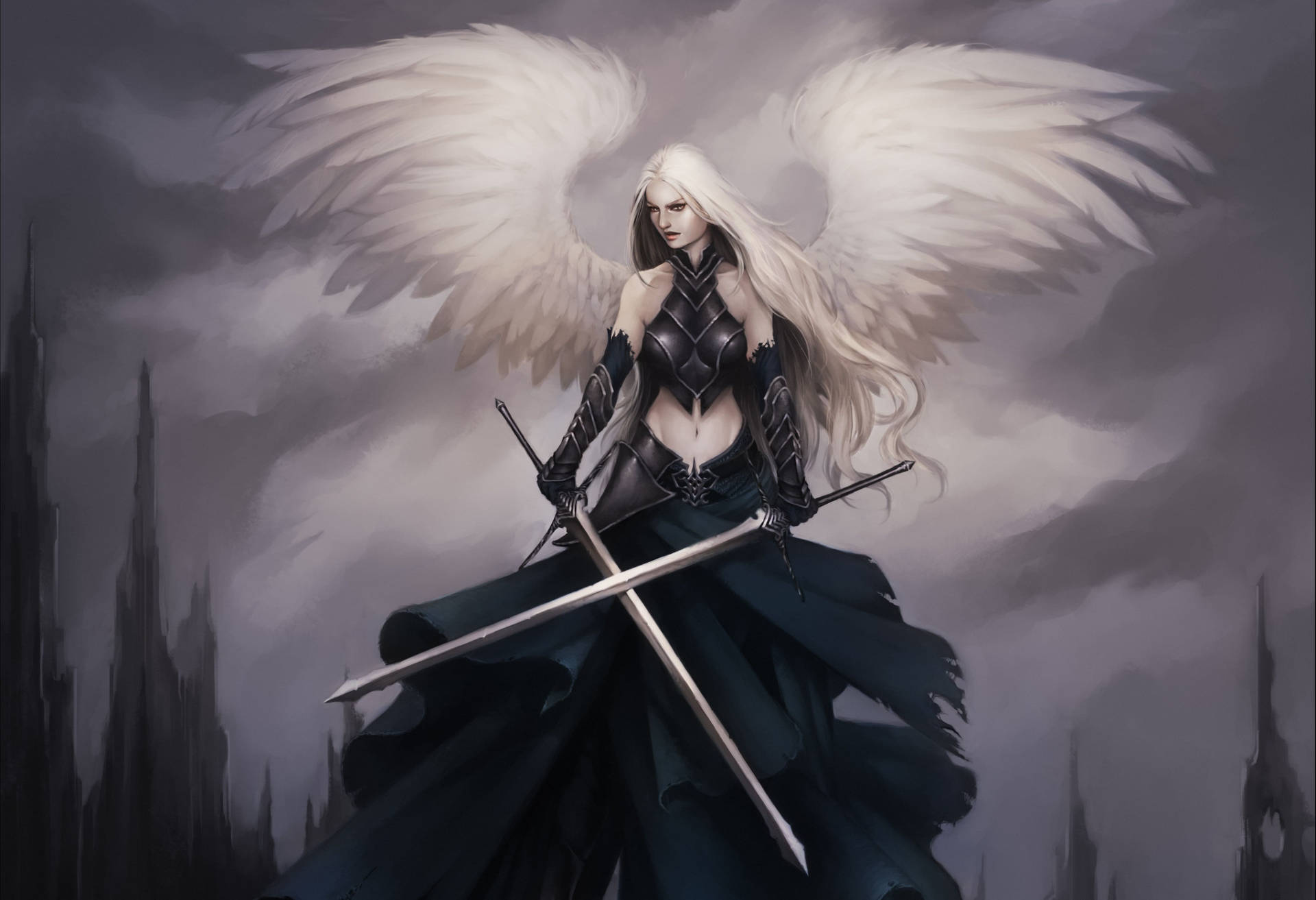 Dark Goth Angel Warrior Wallpaper