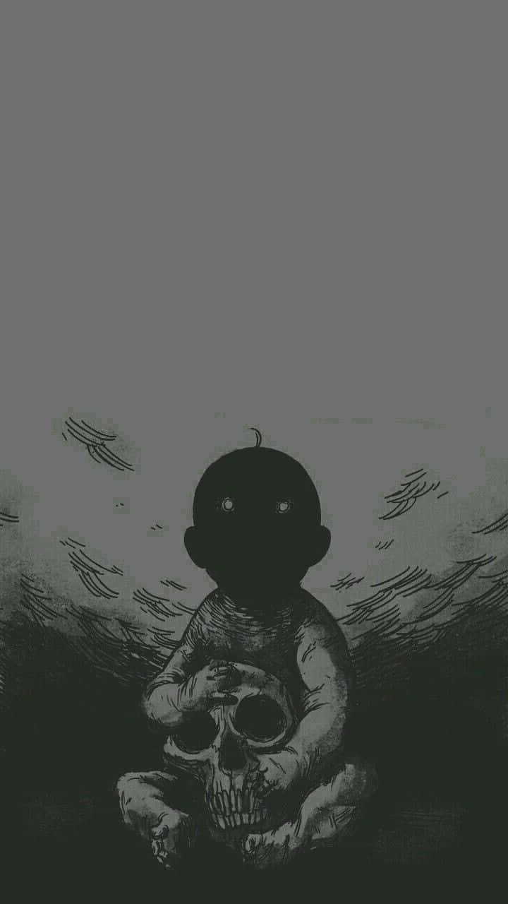 Dark Gothic Child With Skull Wallpaper
