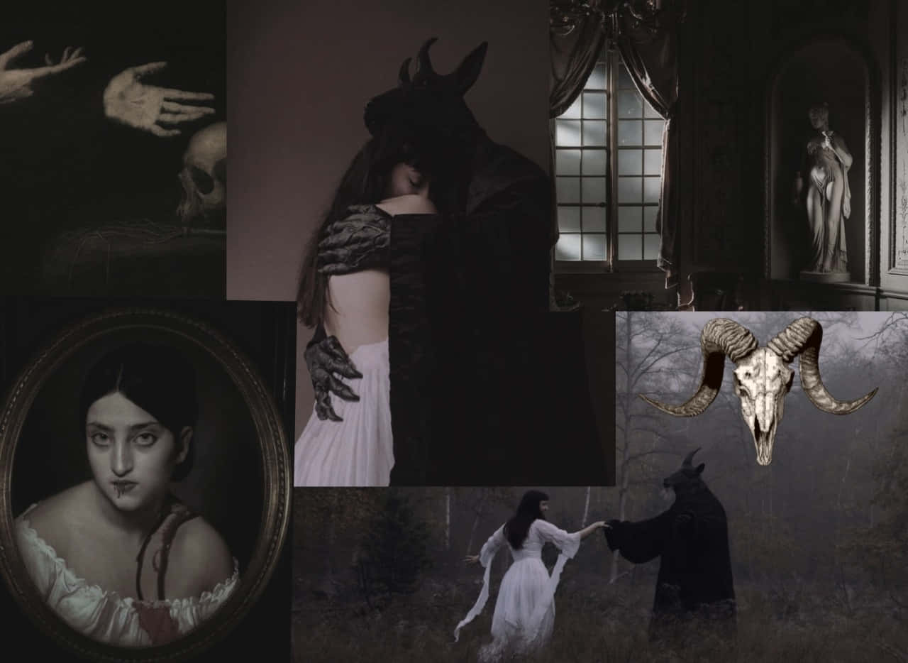 Dark Gothic Collage_ Aesthetic Moodboard Wallpaper