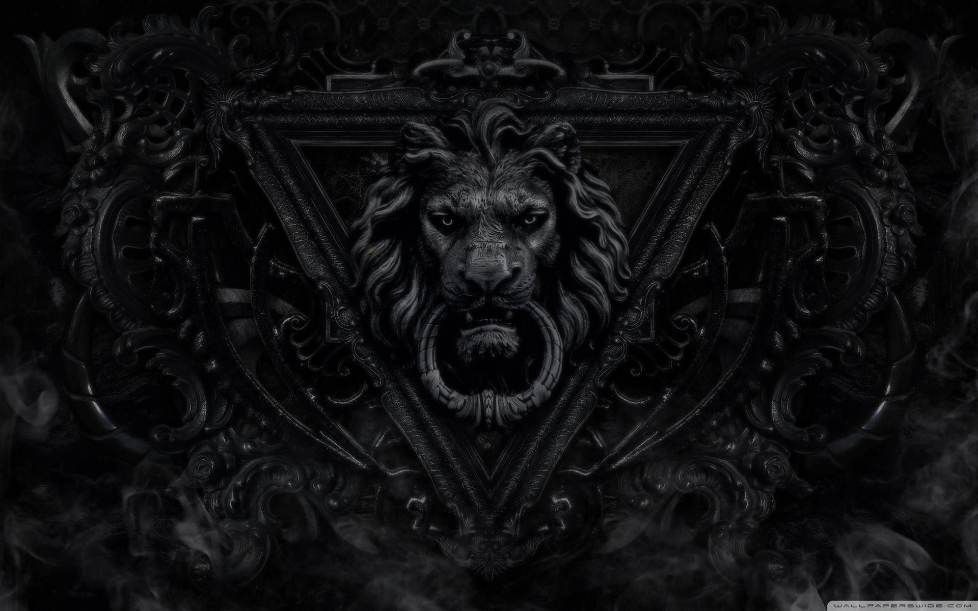 Dark Gothic Lion Door Knocker Wallpaper