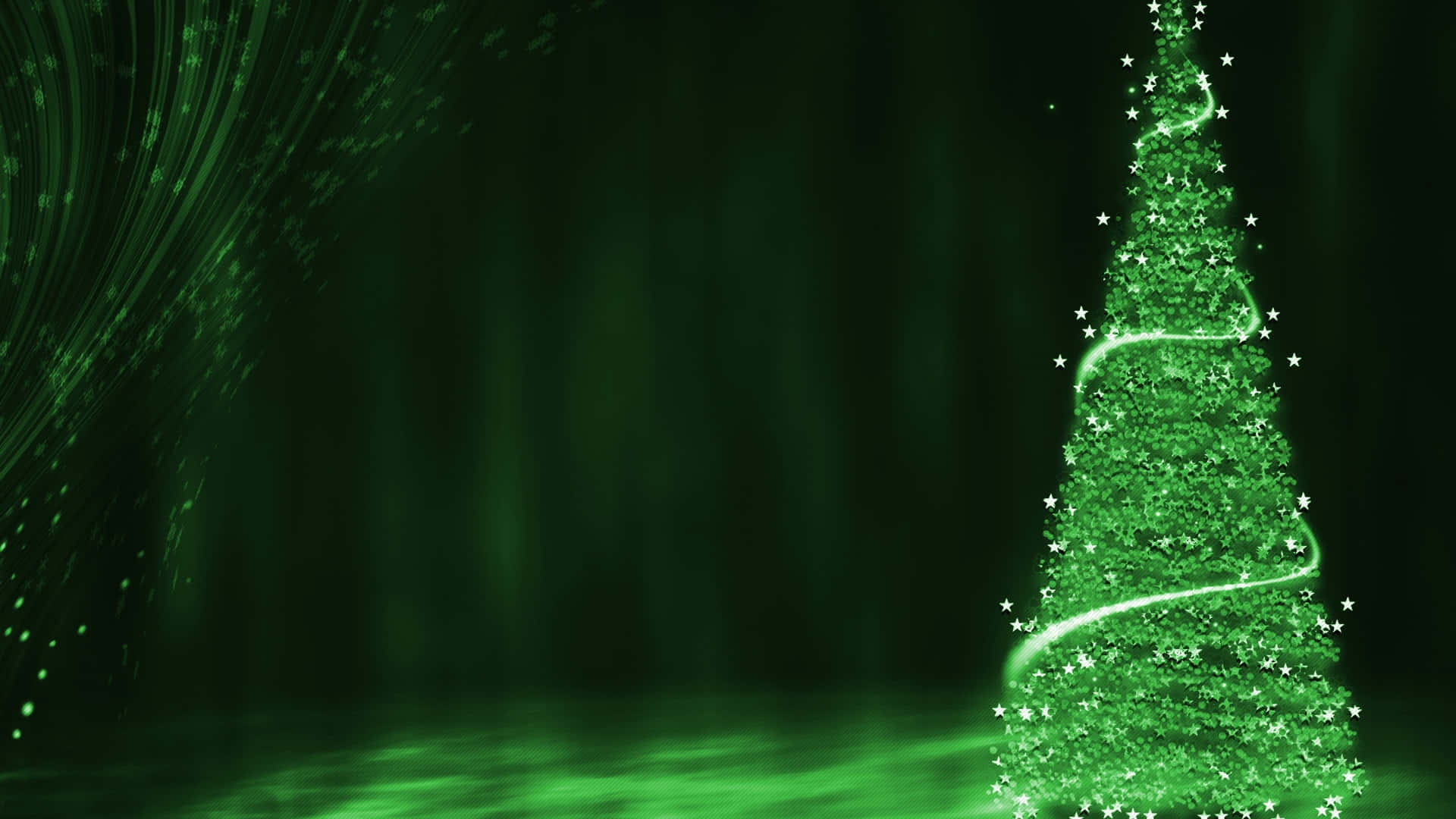 Umaárvore De Natal Verde Com Luzes Nela. Papel de Parede