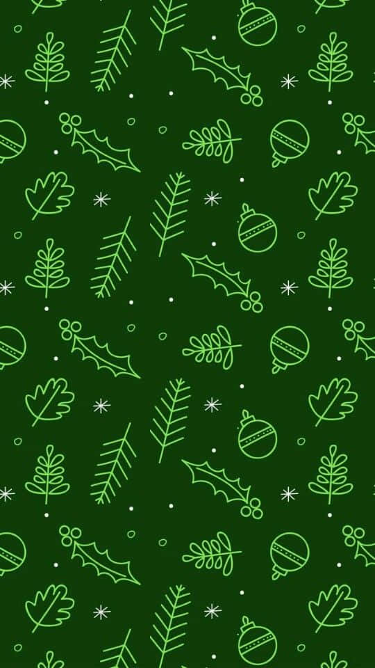 Unfestoso Natale Verde Scuro Pieno Di Luci Sfavillanti E Gioia. Sfondo