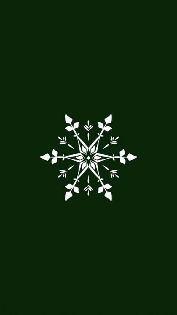 Fioccodi Neve Verde Scuro Per Natale Sfondo