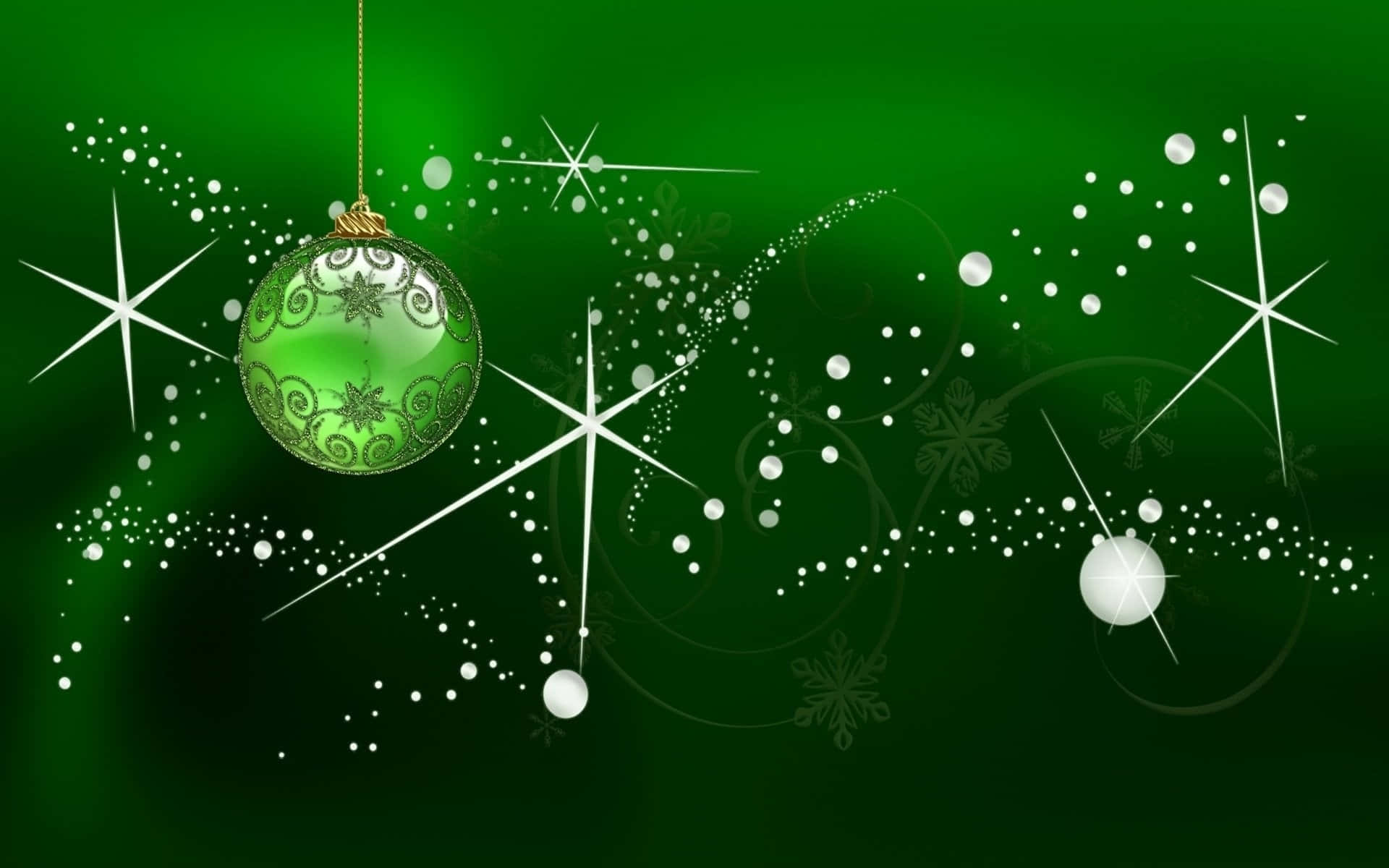 Weihnachtskugelauf Funkelndem Dunkelgrünem Hintergrund Wallpaper