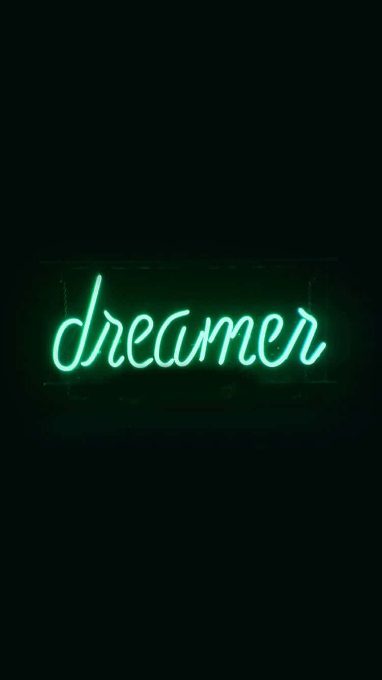 Dark Green Iphone Dreamer Neon Light Wallpaper