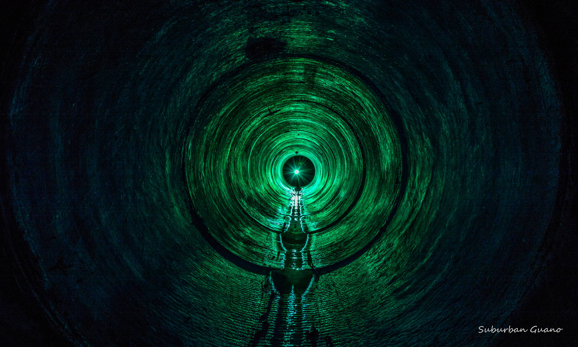 Dark Green Light Tunnel Background