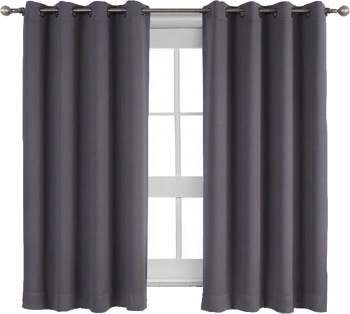 Dark Grey Window Curtains PNG