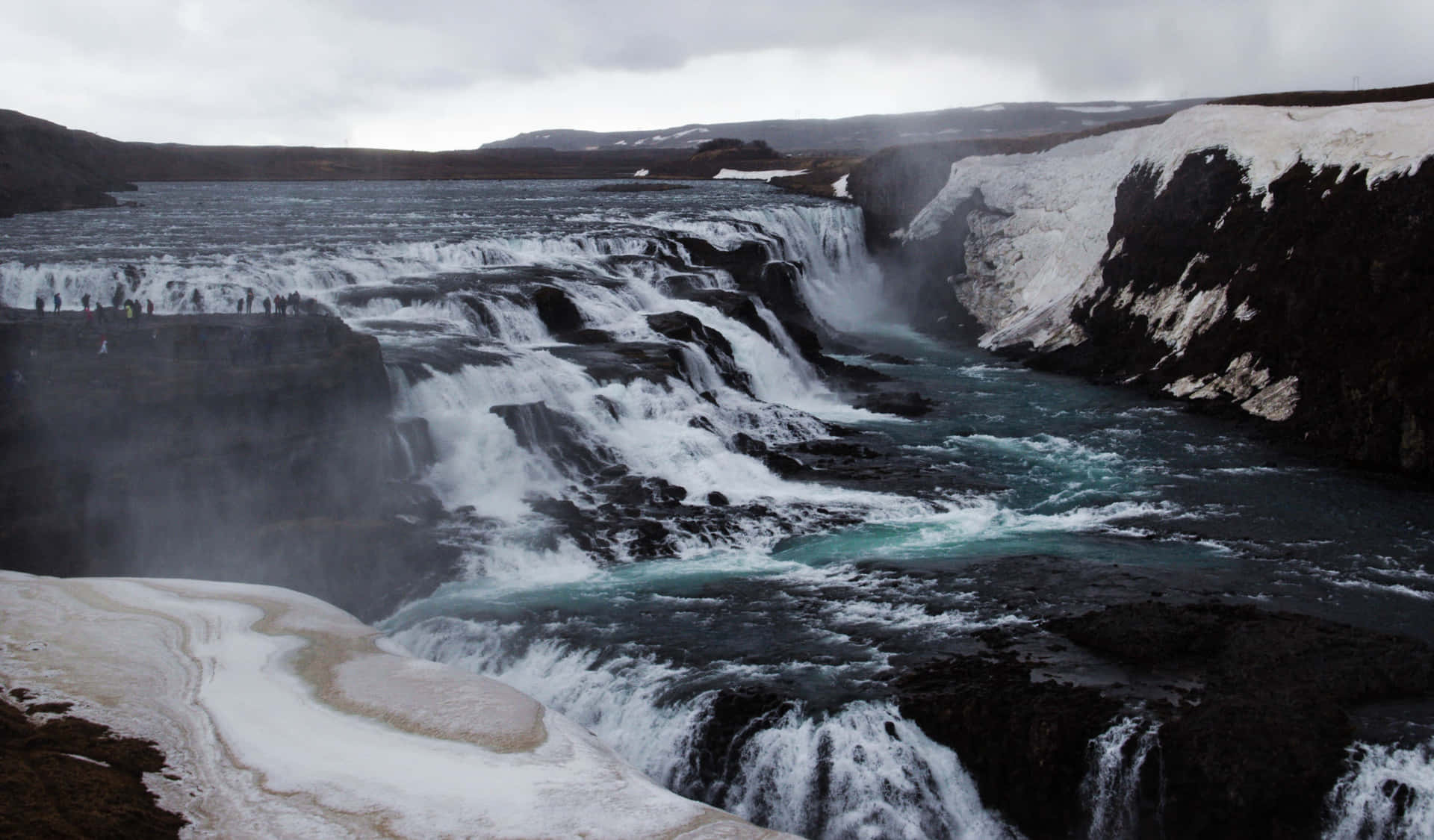 Dark Gullfoss Waterfall In Southwest Iceland Wallpaper