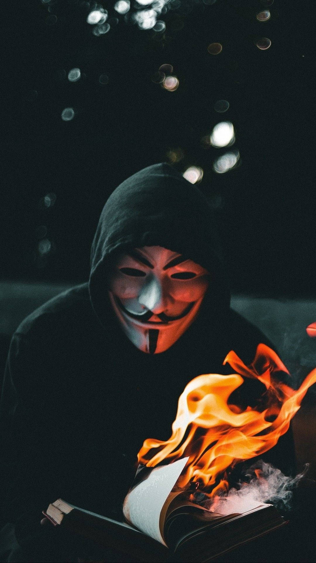 Dark Hacker Mask Burning Book