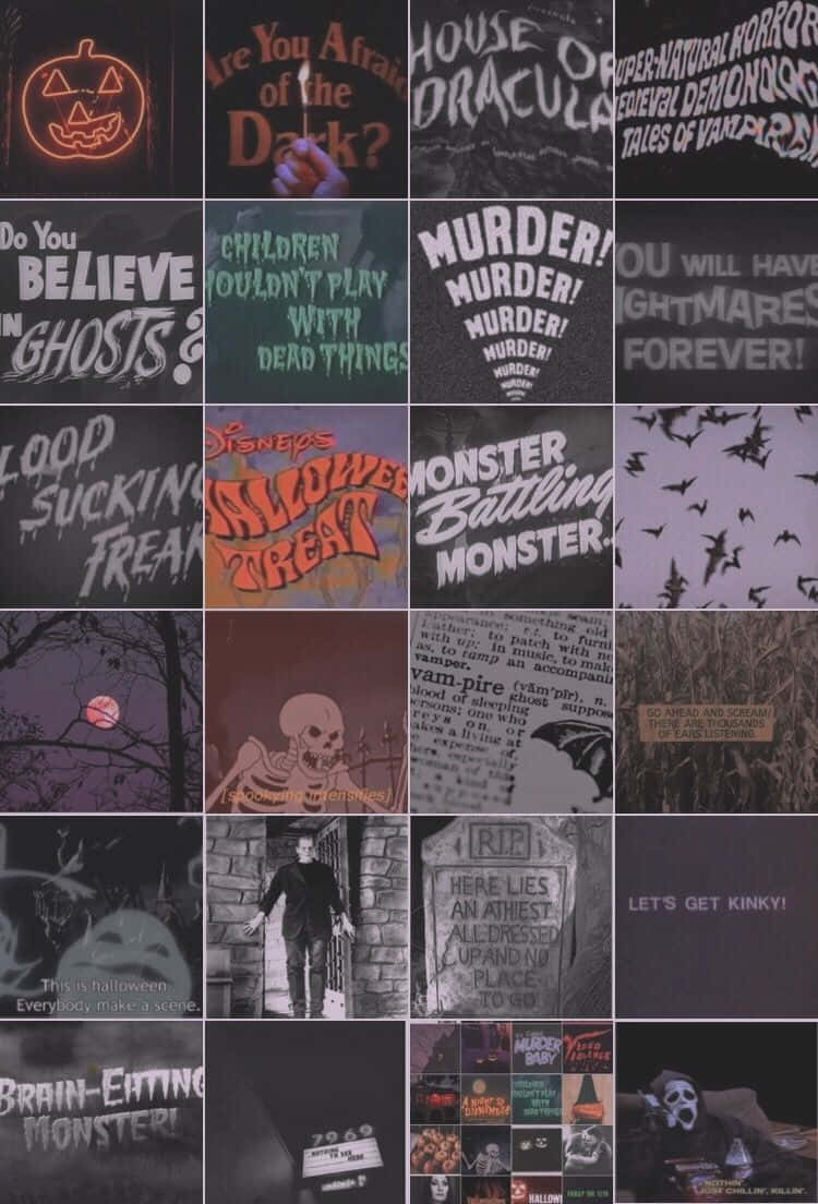 Dark Halloween Aesthetic Collage Wallpaper
