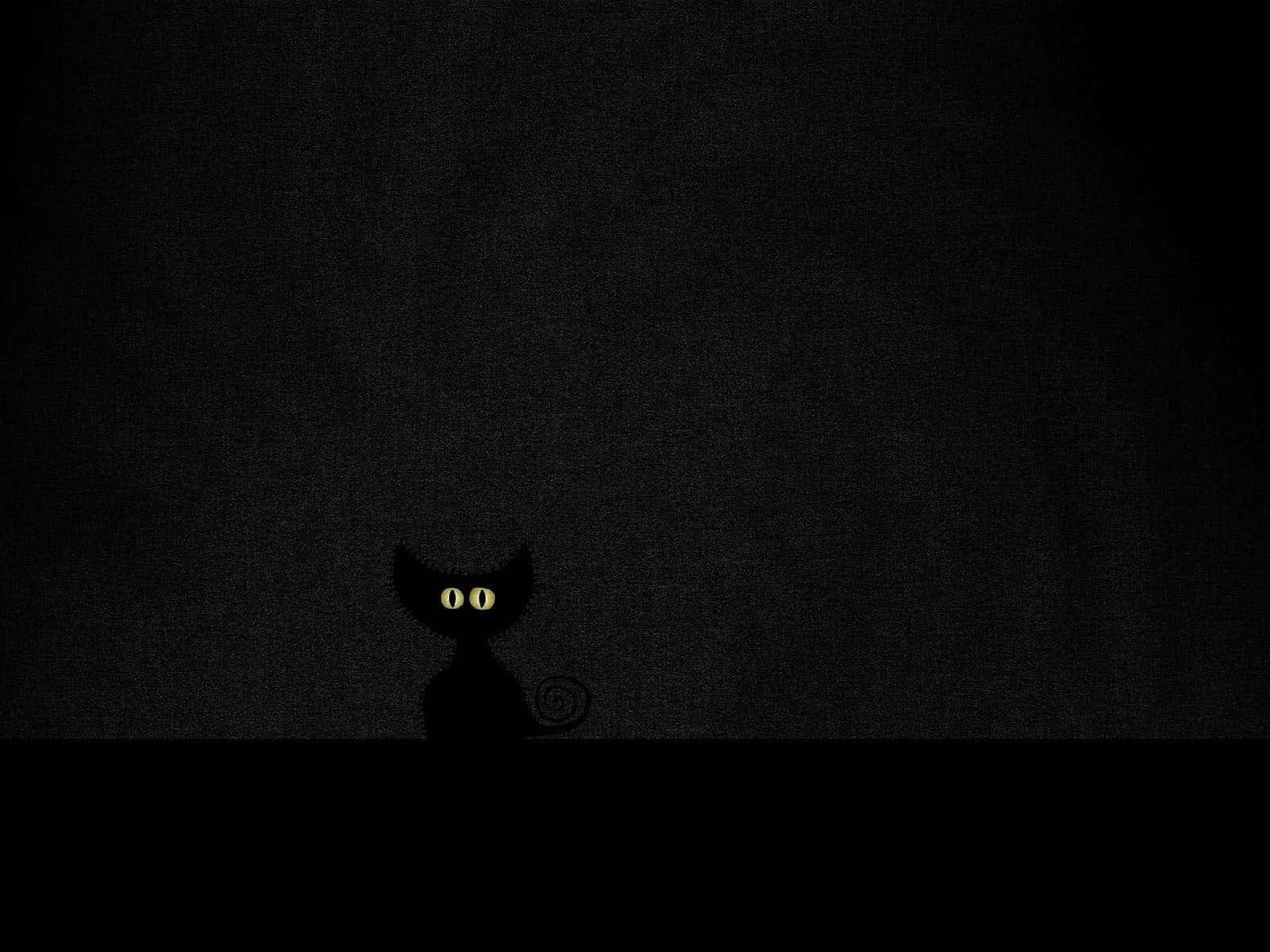 Dark Halloween Catwith Glowing Eyes Wallpaper