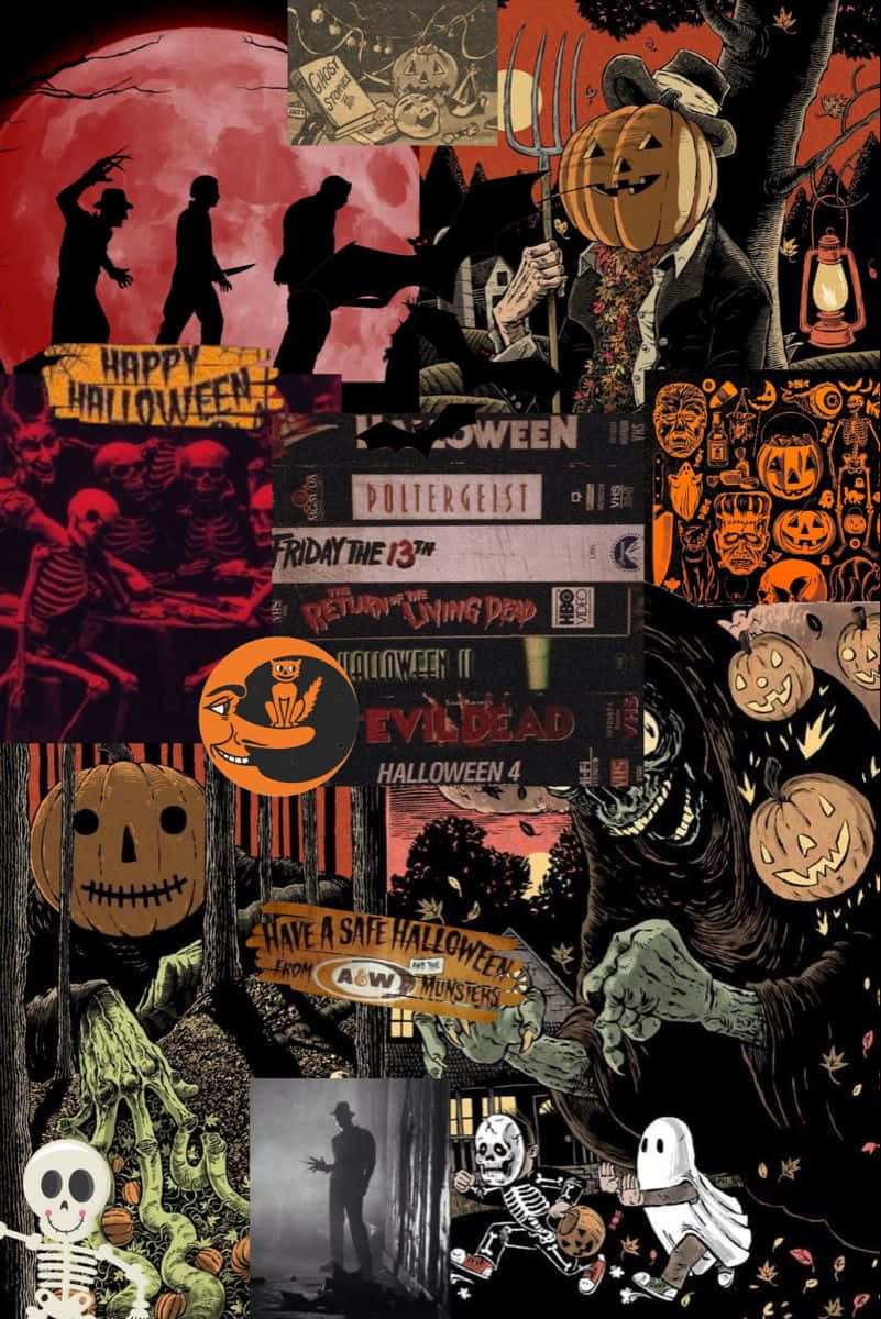Dark Halloween Collage Aesthetic Wallpaper
