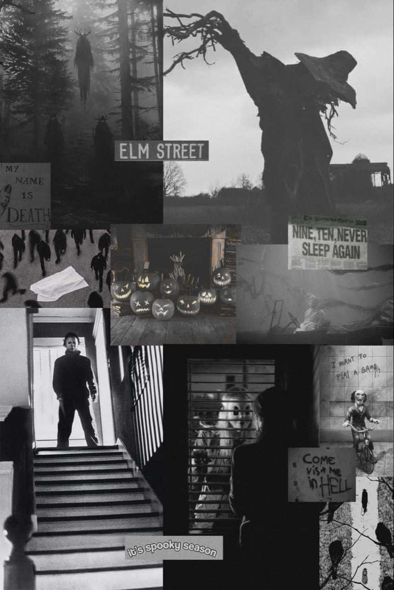 Dark Halloween Collage Aesthetic Wallpaper