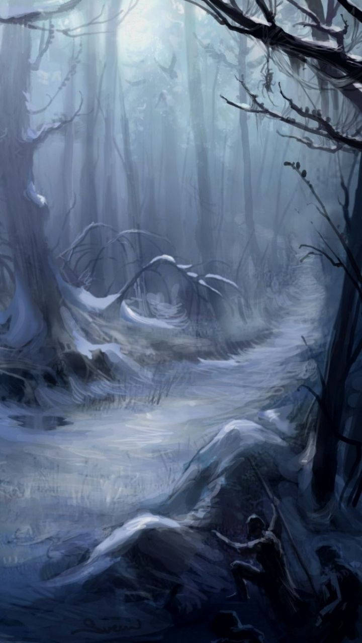 Dark Halloween Forest Path Wallpaper