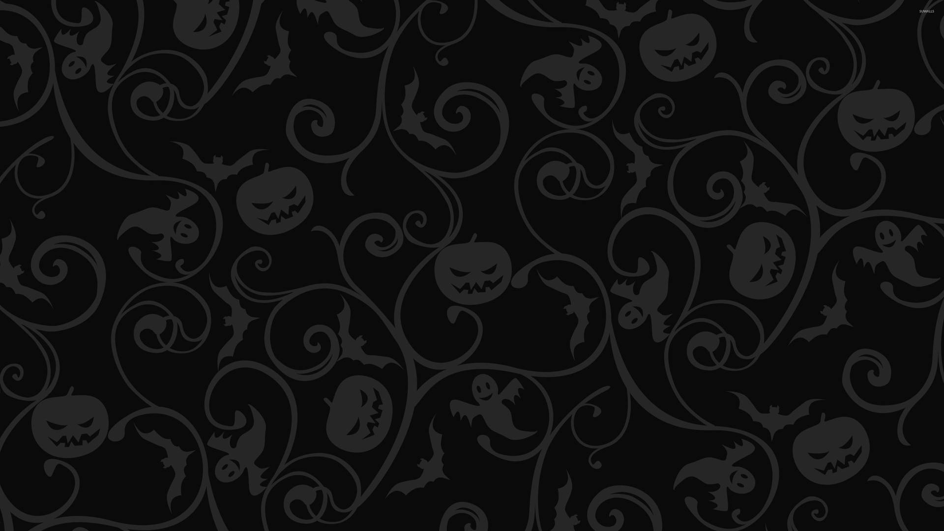 Dark Halloween Pumpkin Bats Pattern Wallpaper
