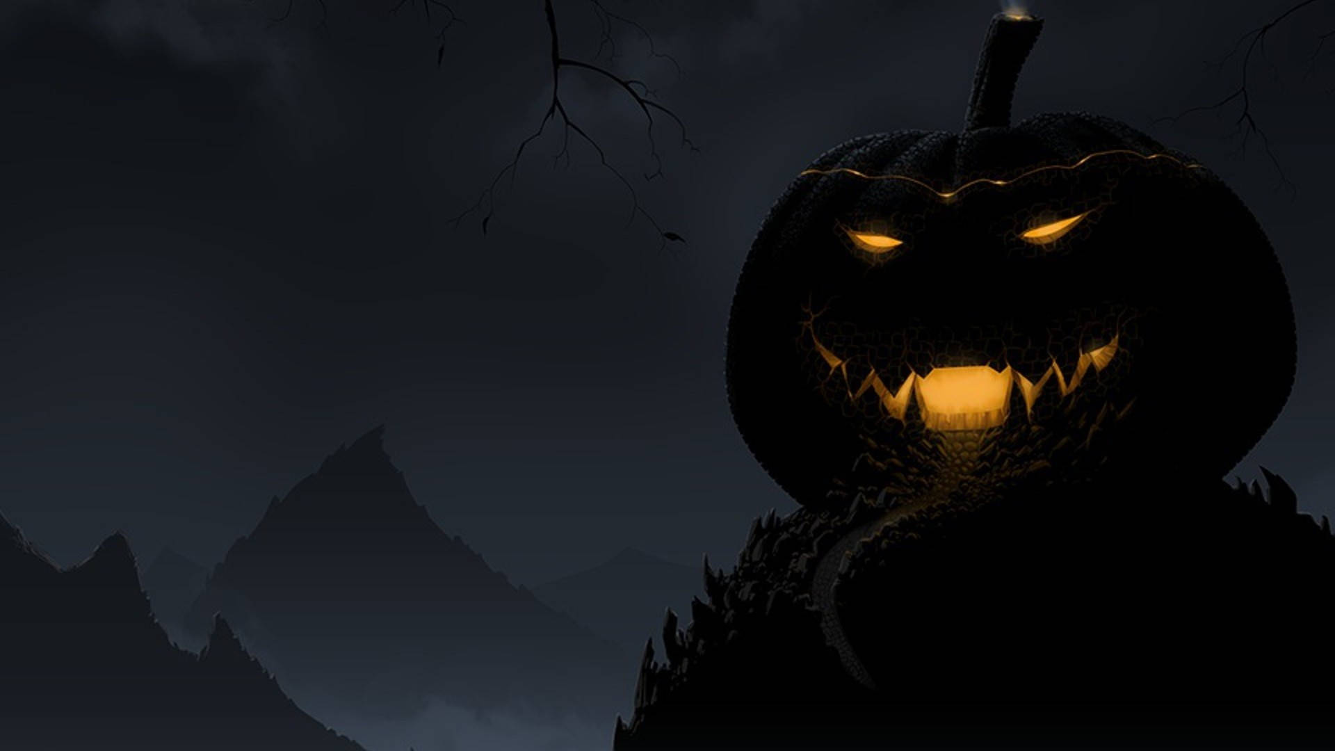 Dark Halloween Pumpkin House Wallpaper