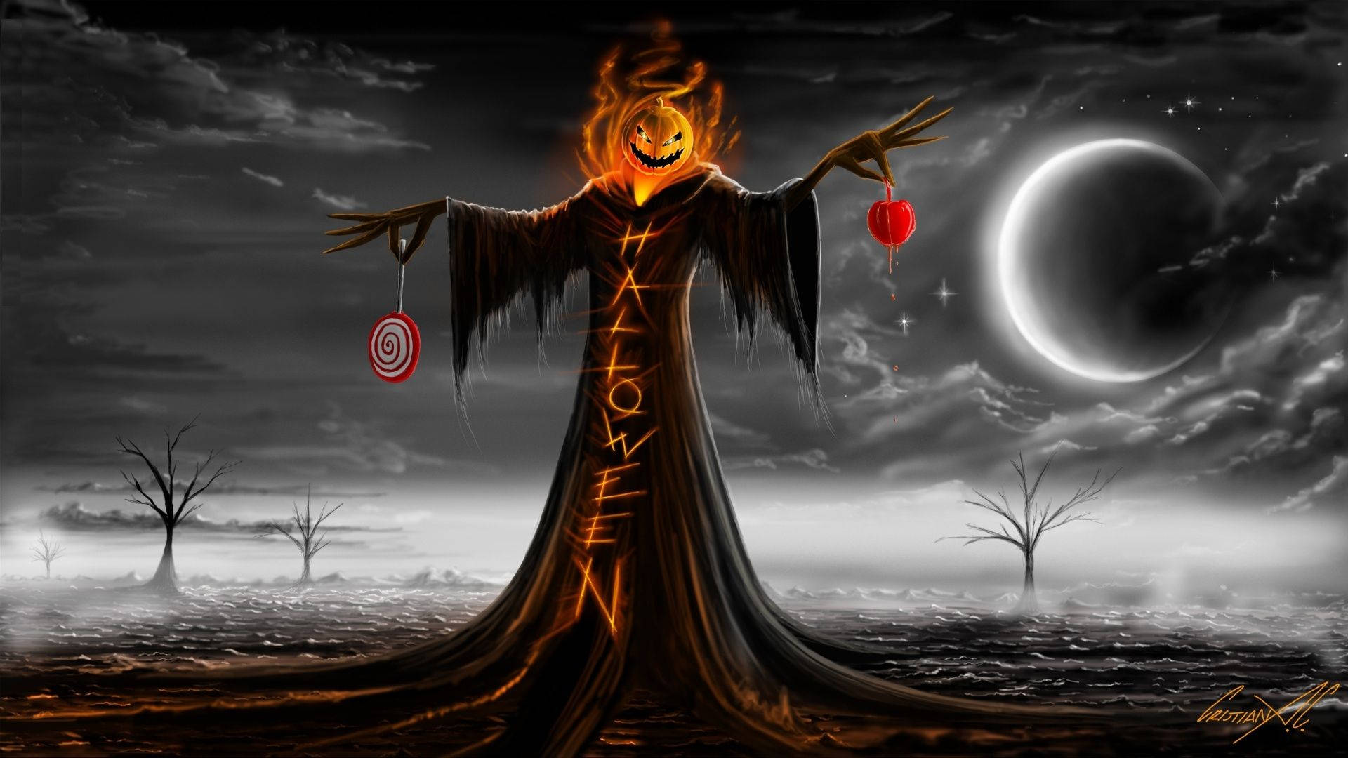Dark Halloween Pumpkin Witch