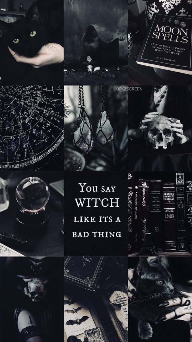 Dark Halloween Witch Aesthetic Collage Wallpaper