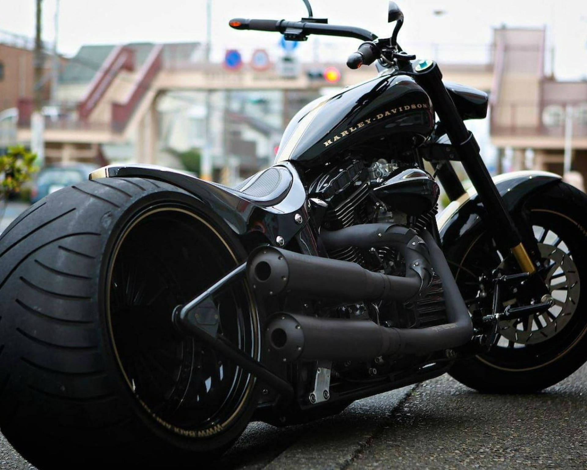 Dark Harley Davidson Chopper Motorcycle Wallpaper