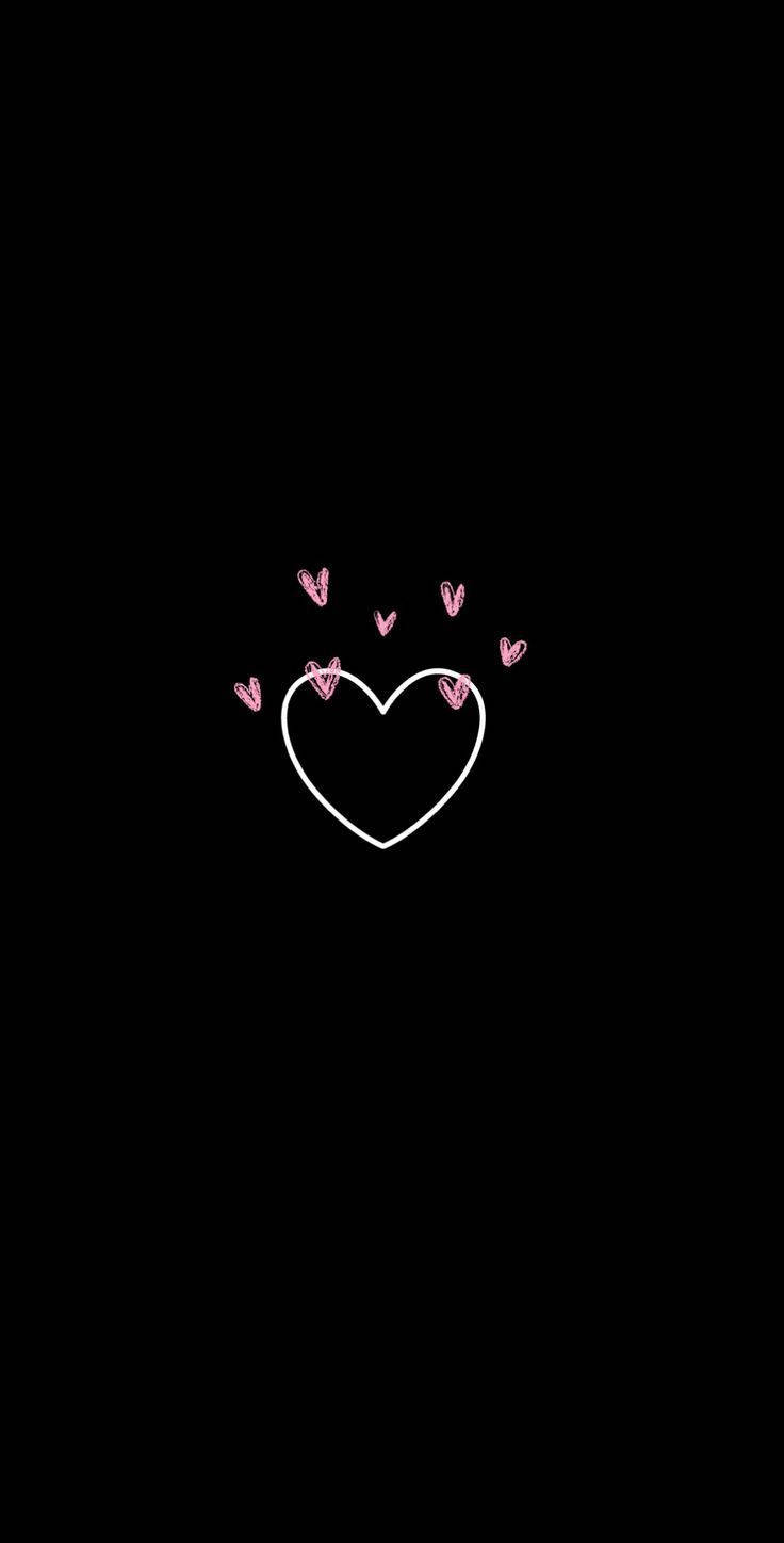 Dark Heart With Mini Pink Hearts Wallpaper