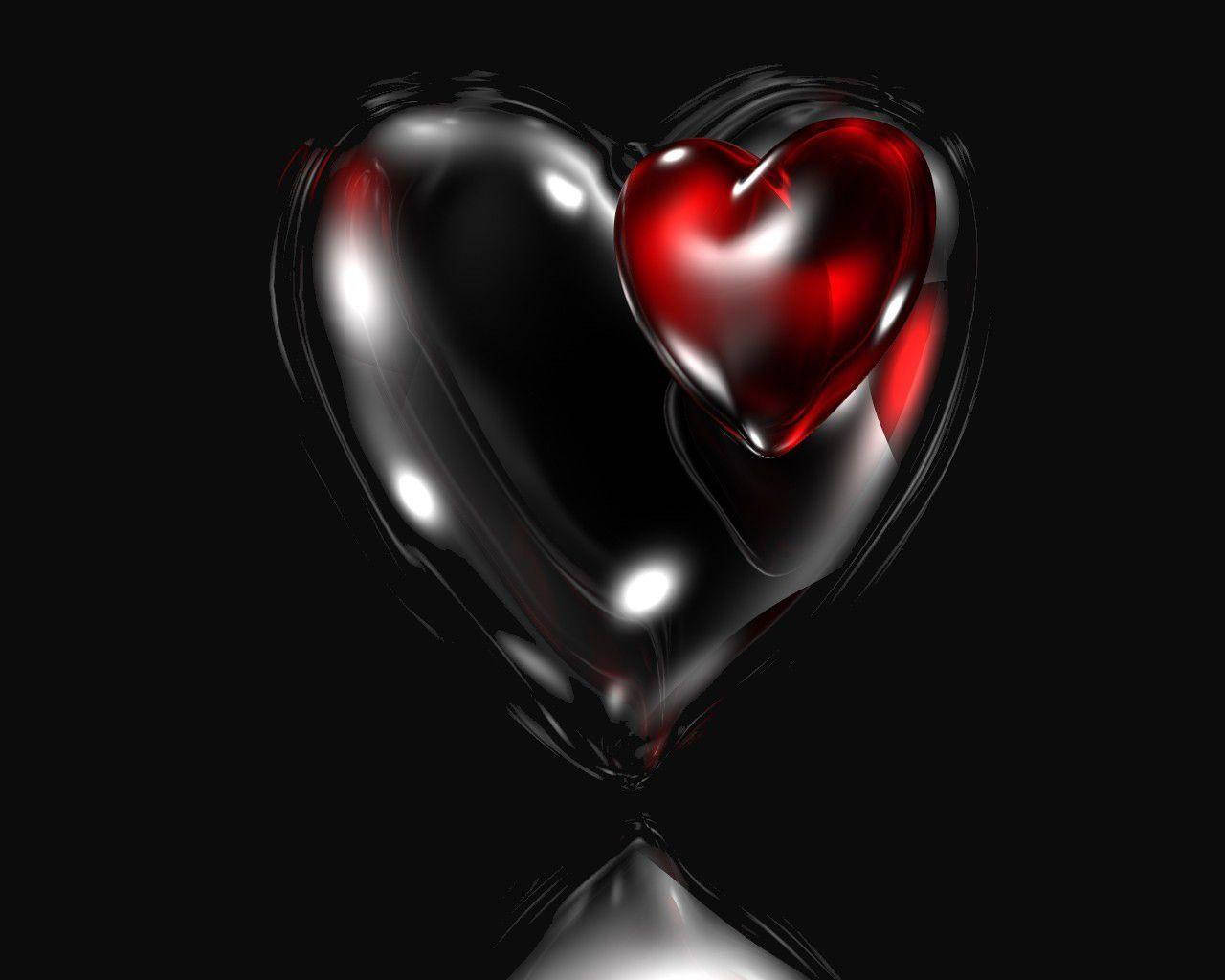 Dark Heart With Red Heart Wallpaper