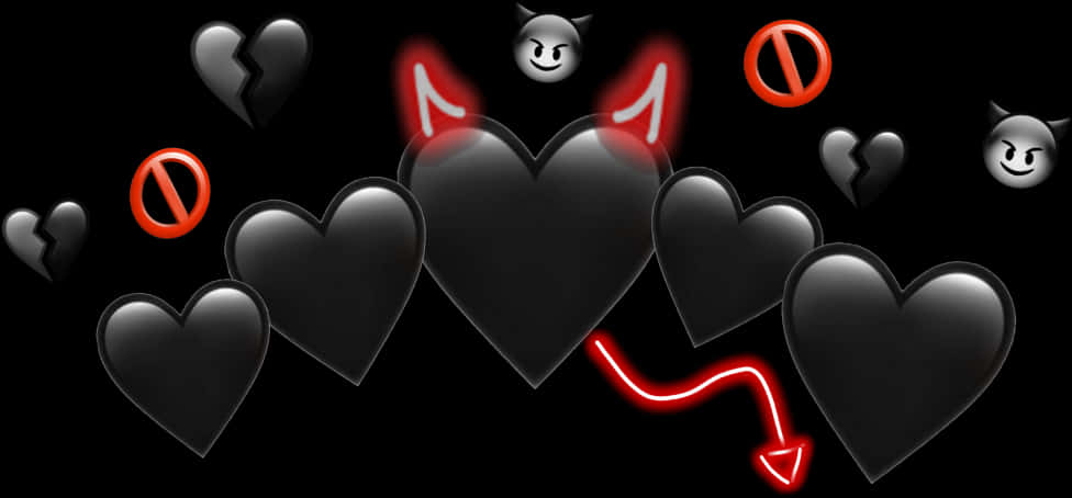 Dark Heartsand Devil Emoji PNG