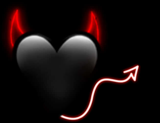 Dark Heartwith Devil Hornsand Tail PNG