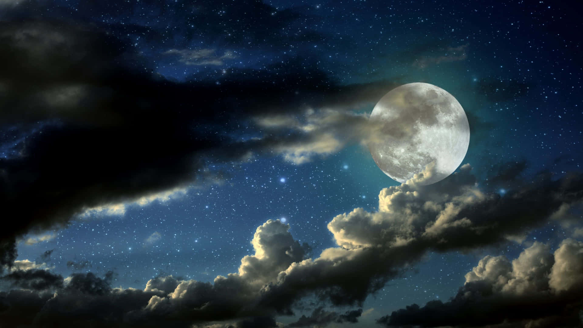 Dark Heavy Clouds Night Sky Moon Wallpaper