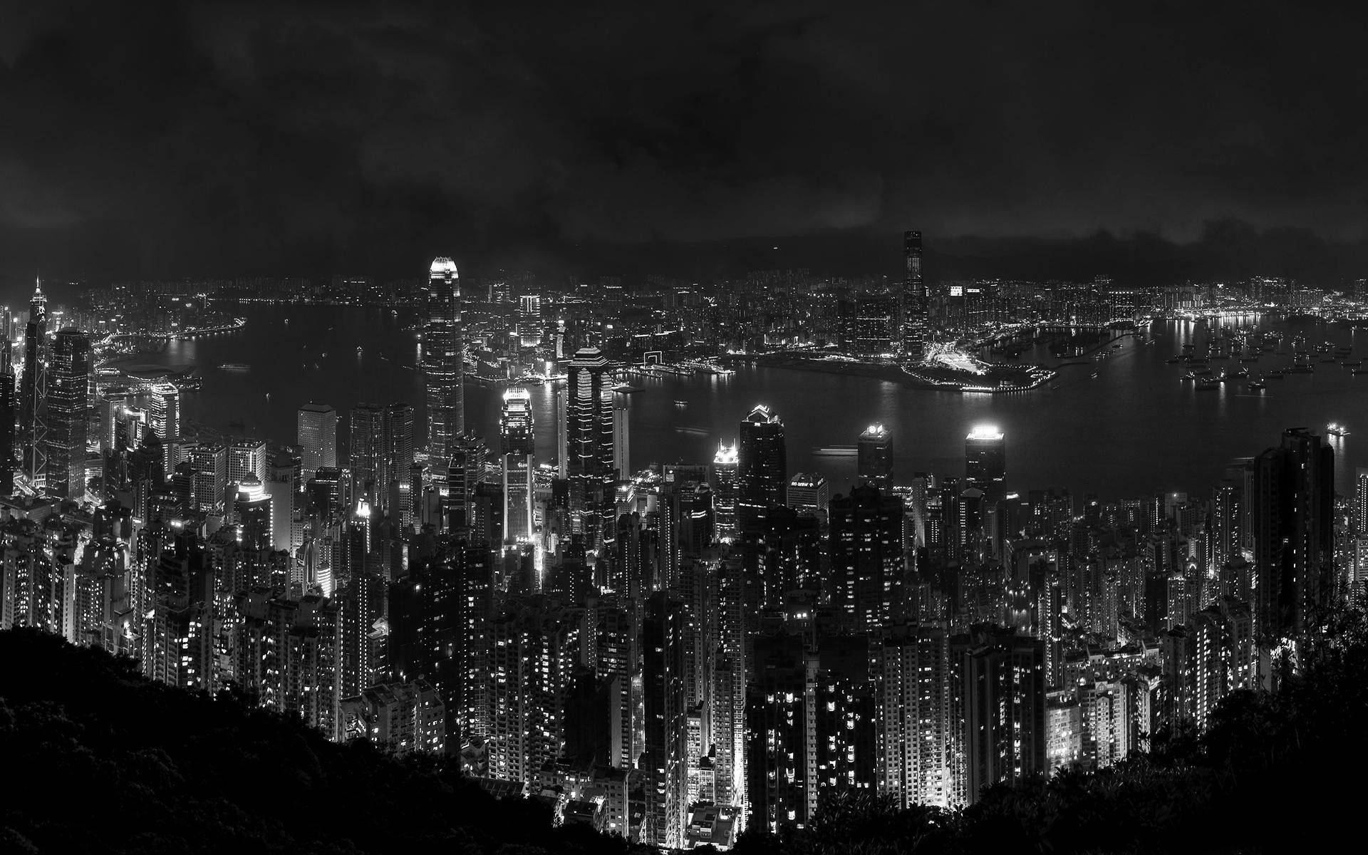 Dark Hong Kong Cityscape
