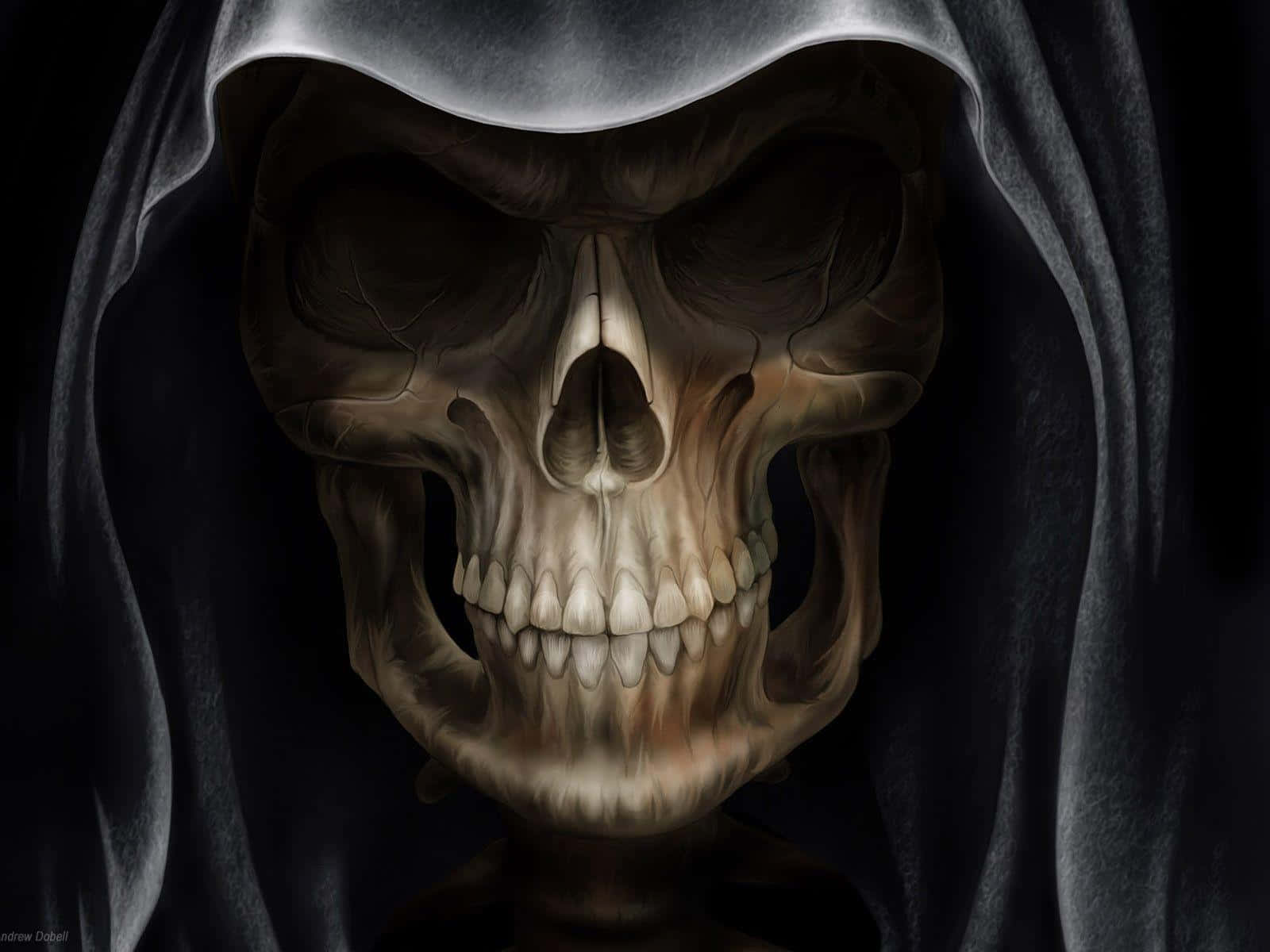 Dark Hooded Head Skull Wallpaper