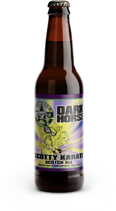 Dark Horse Scotty Karate Scotch Ale Beer Bottle PNG