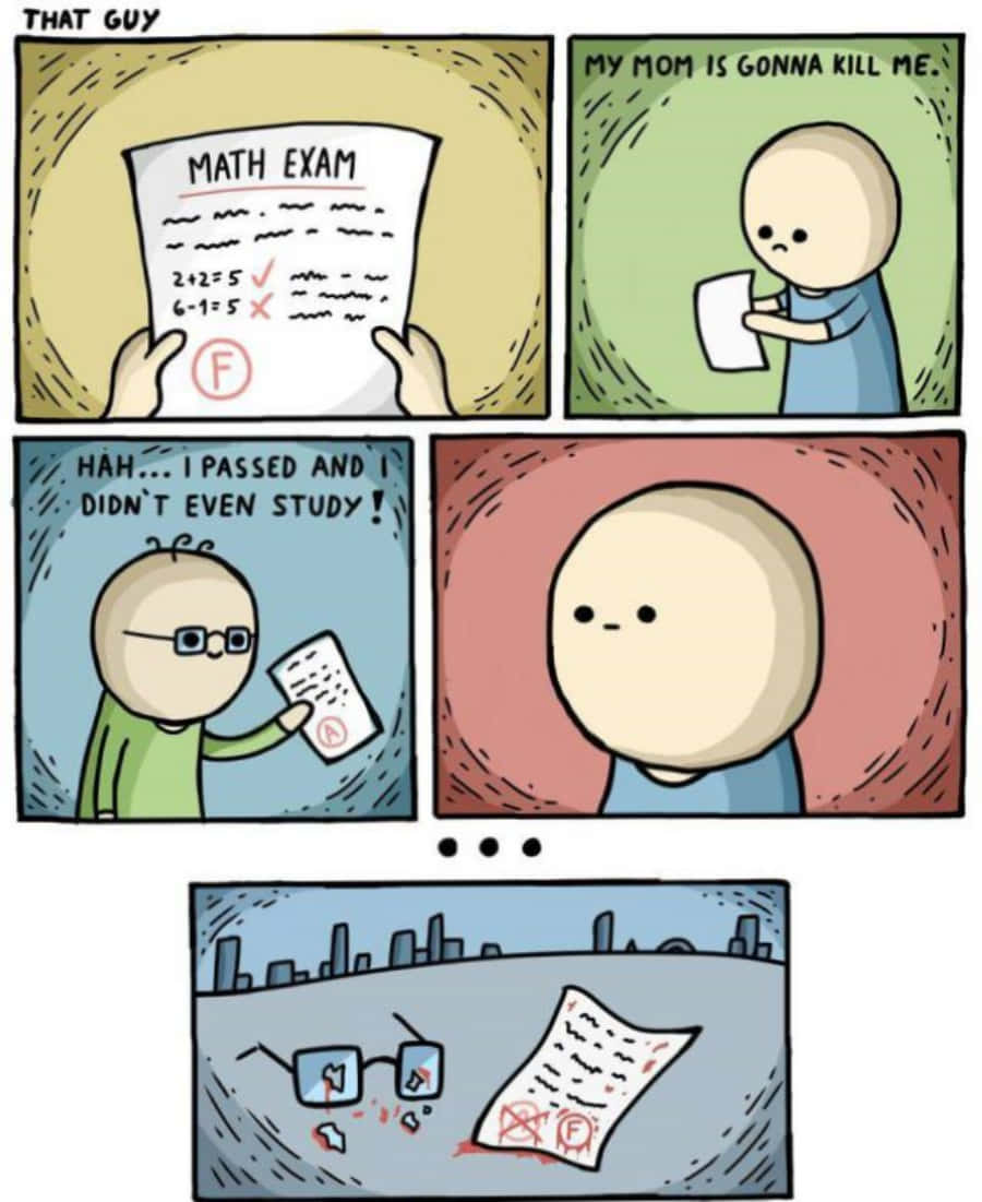 A Comic Strip Showing The Different Stages Of A Test