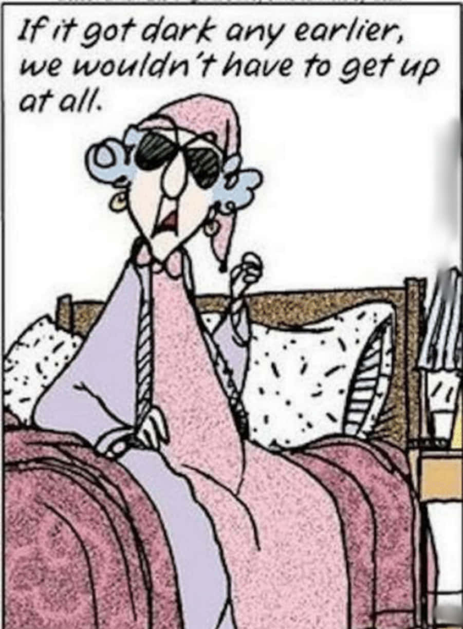 A Cartoon Of An Old Woman In Bed