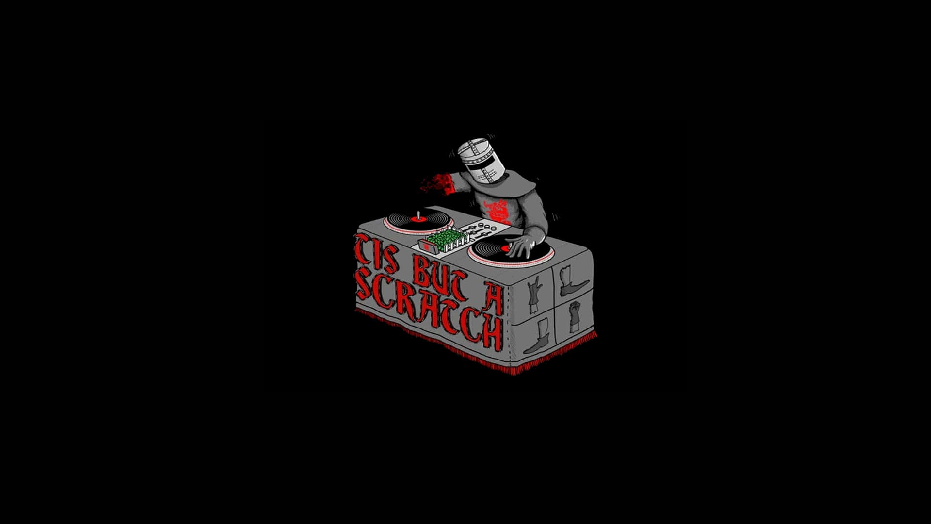 A Black And Red Dj Logo With A Red Dj On It