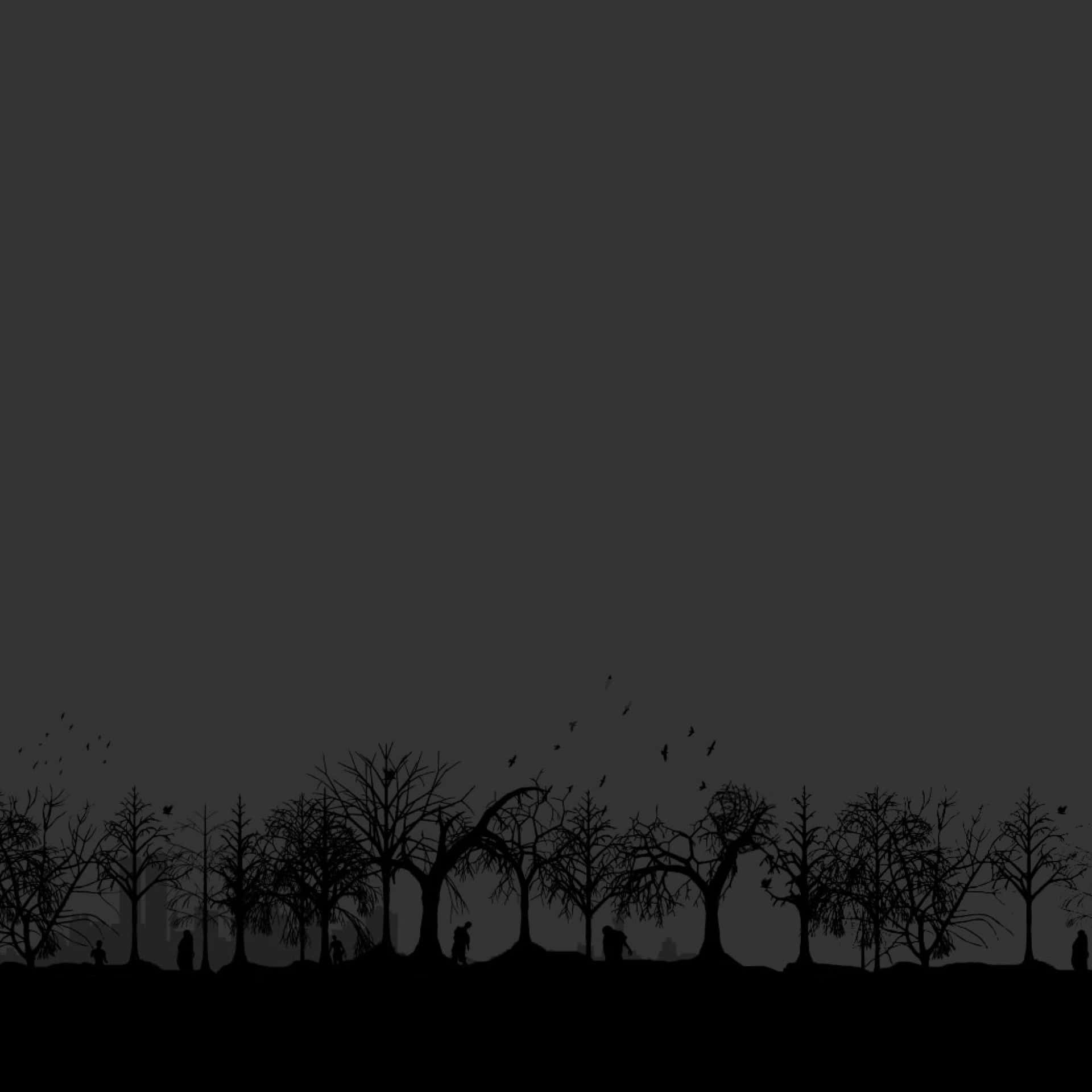 Forest Trees Silhouettes Dark iPad Wallpaper