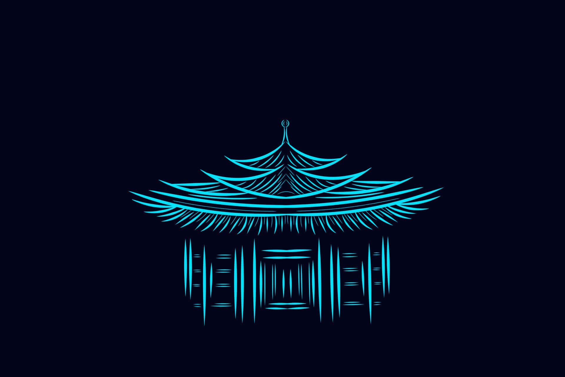 A Blue Chinese Pagoda On A Black Background Wallpaper