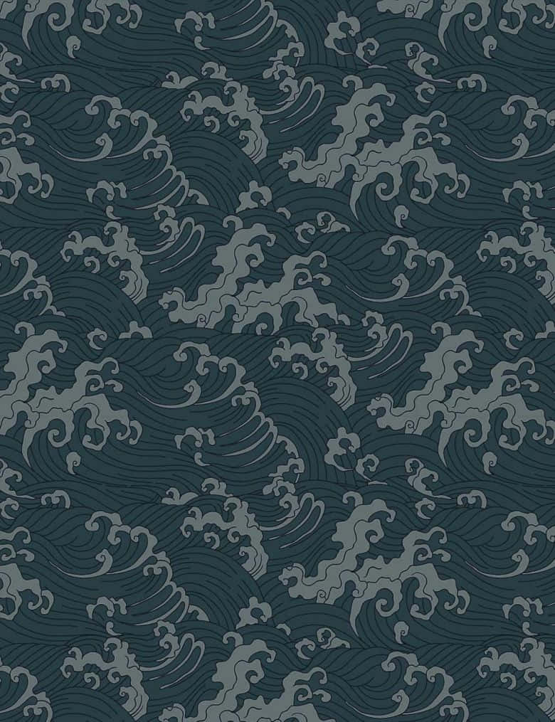 A Wallpaper With Waves And Waves On It Wallpaper
