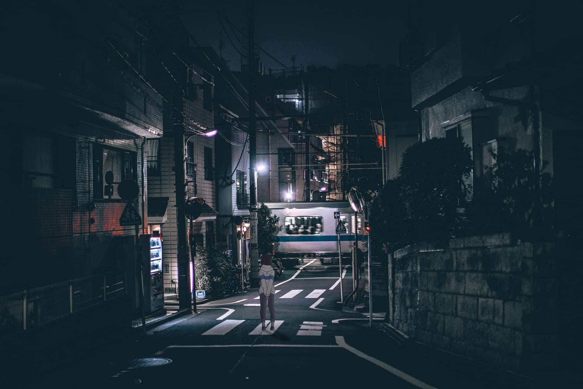 Elpaisaje Japonés Oscuro Inspirado En Ukiyo-e. Fondo de pantalla