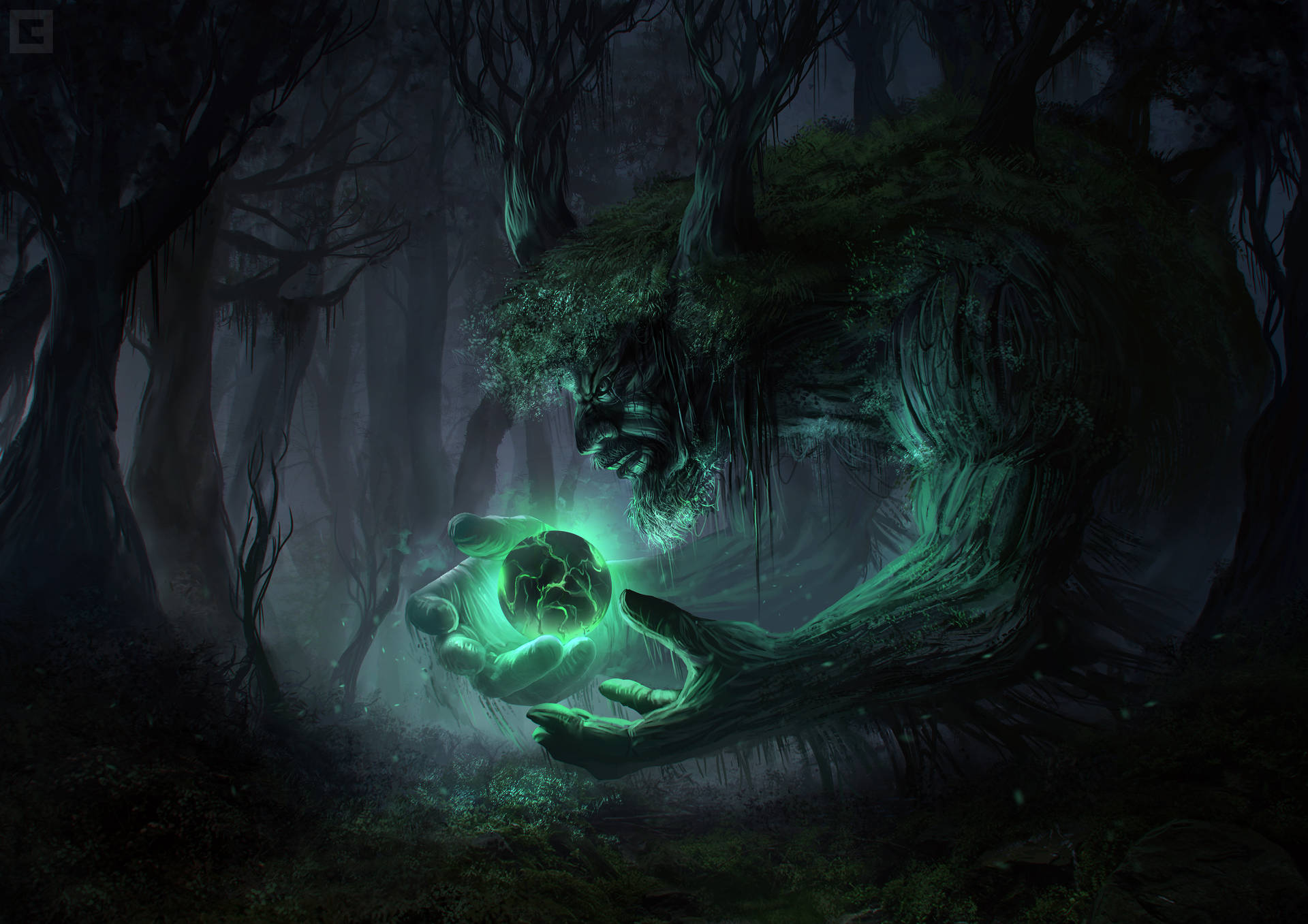 Dark Jungle Mythical Creature Guardian Wallpaper