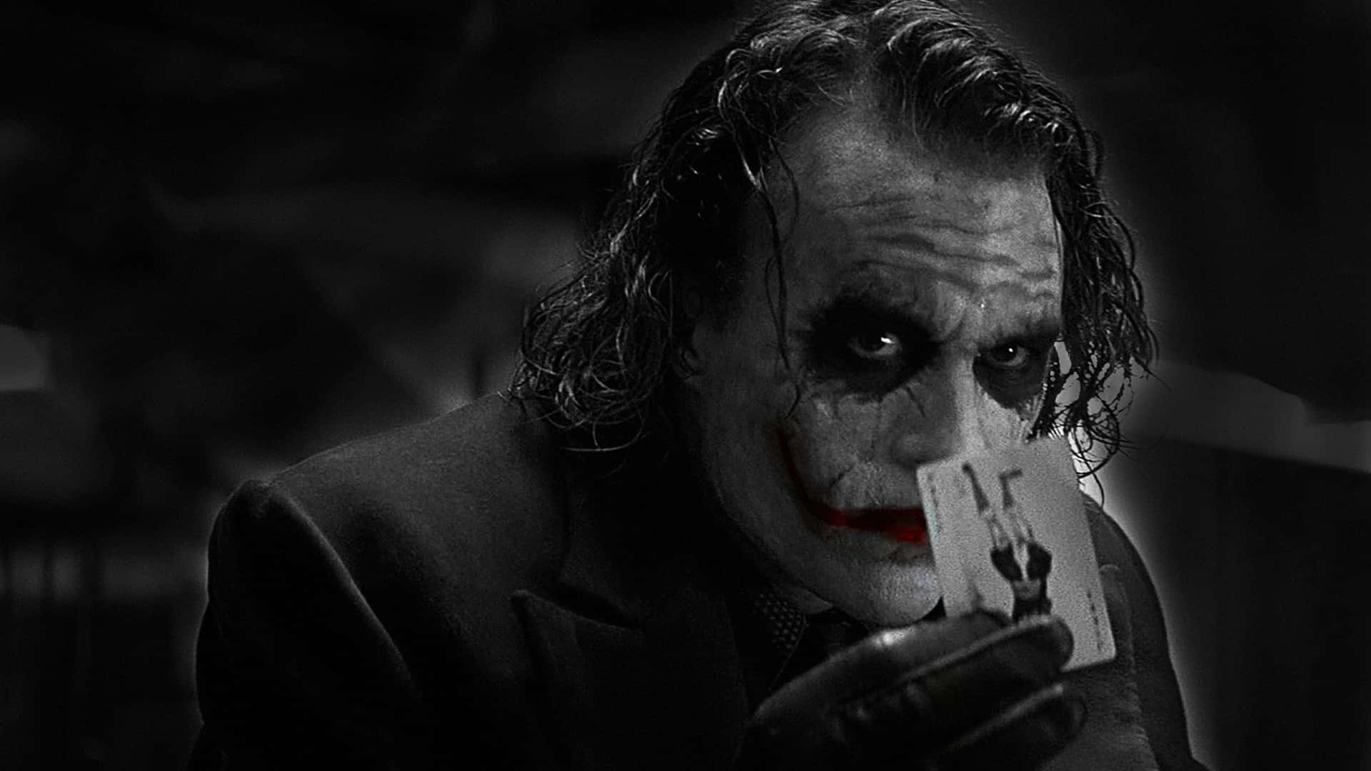 Sort Knight Joker i 4k Ultra HD sort og hvid plakat Wallpaper