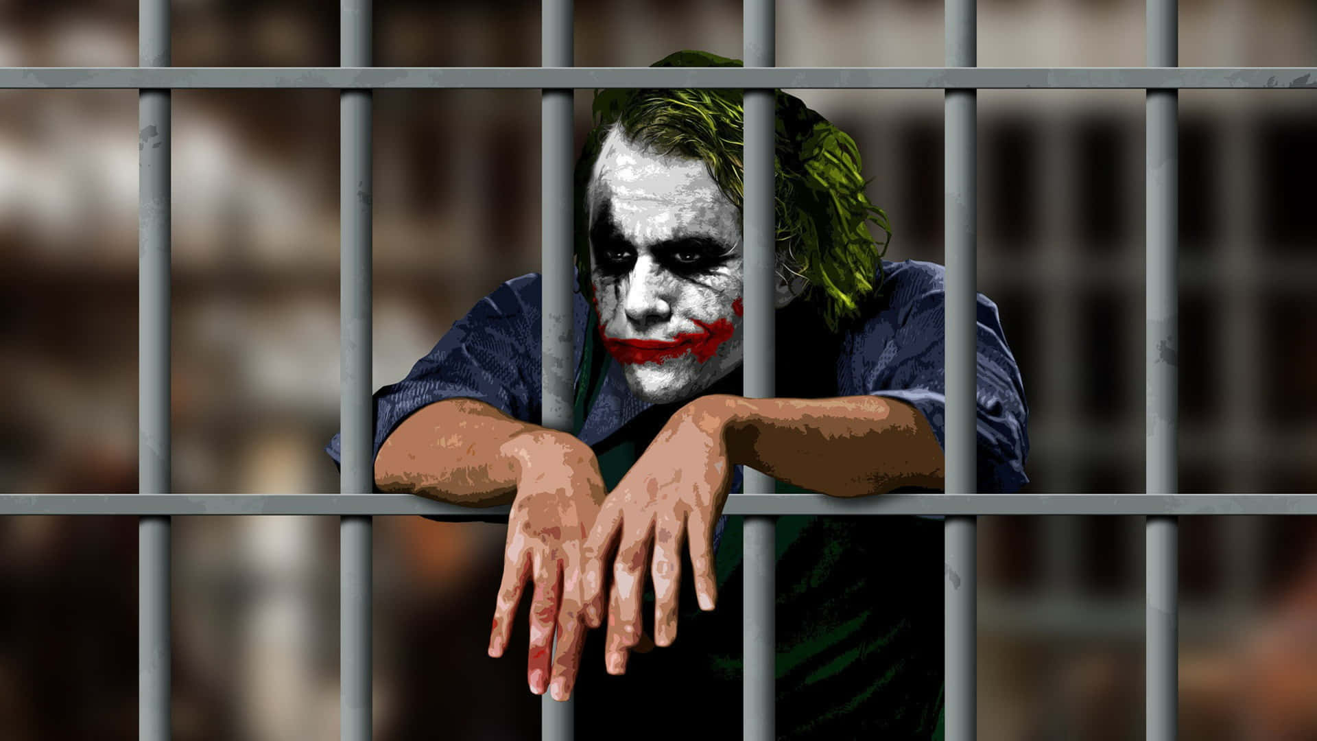 Mörkretsriddare Joker I 4k Ultra Hd Oskärpa I Fängelse. Wallpaper
