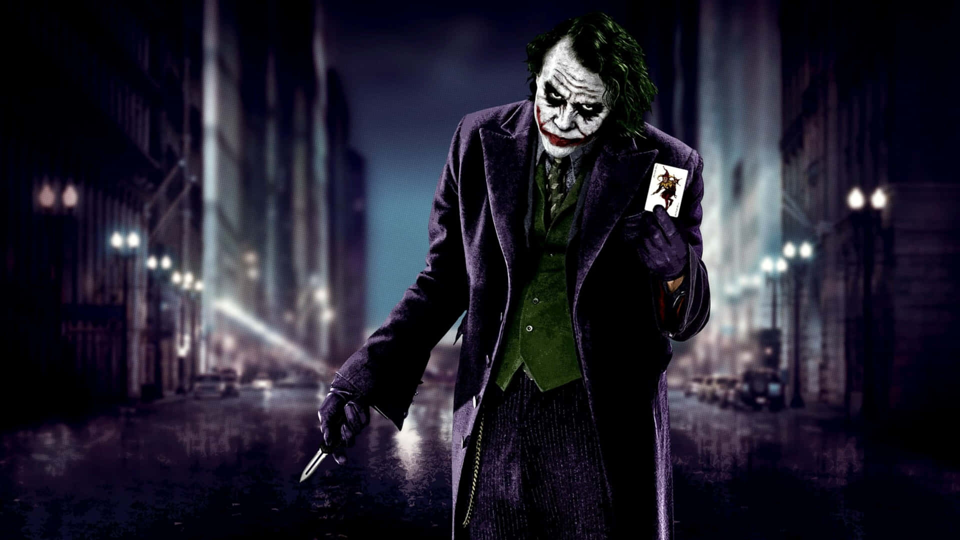 Jokerde Dark Knight En 4k Ultra Hd Caminando Por La Ciudad. Fondo de pantalla