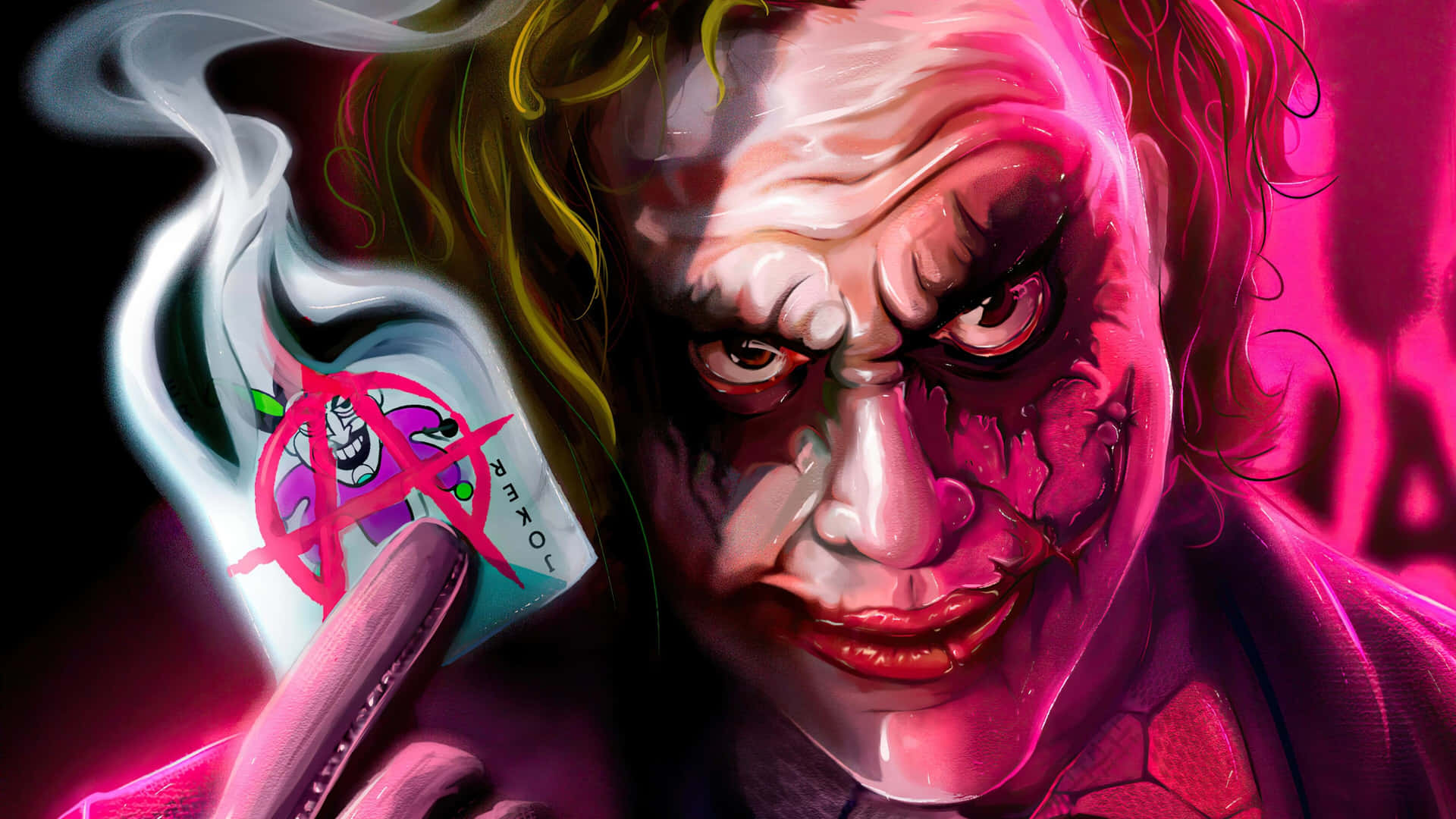 Ilcavaliere Oscuro - Heath Ledger Come Il Joker Sfondo