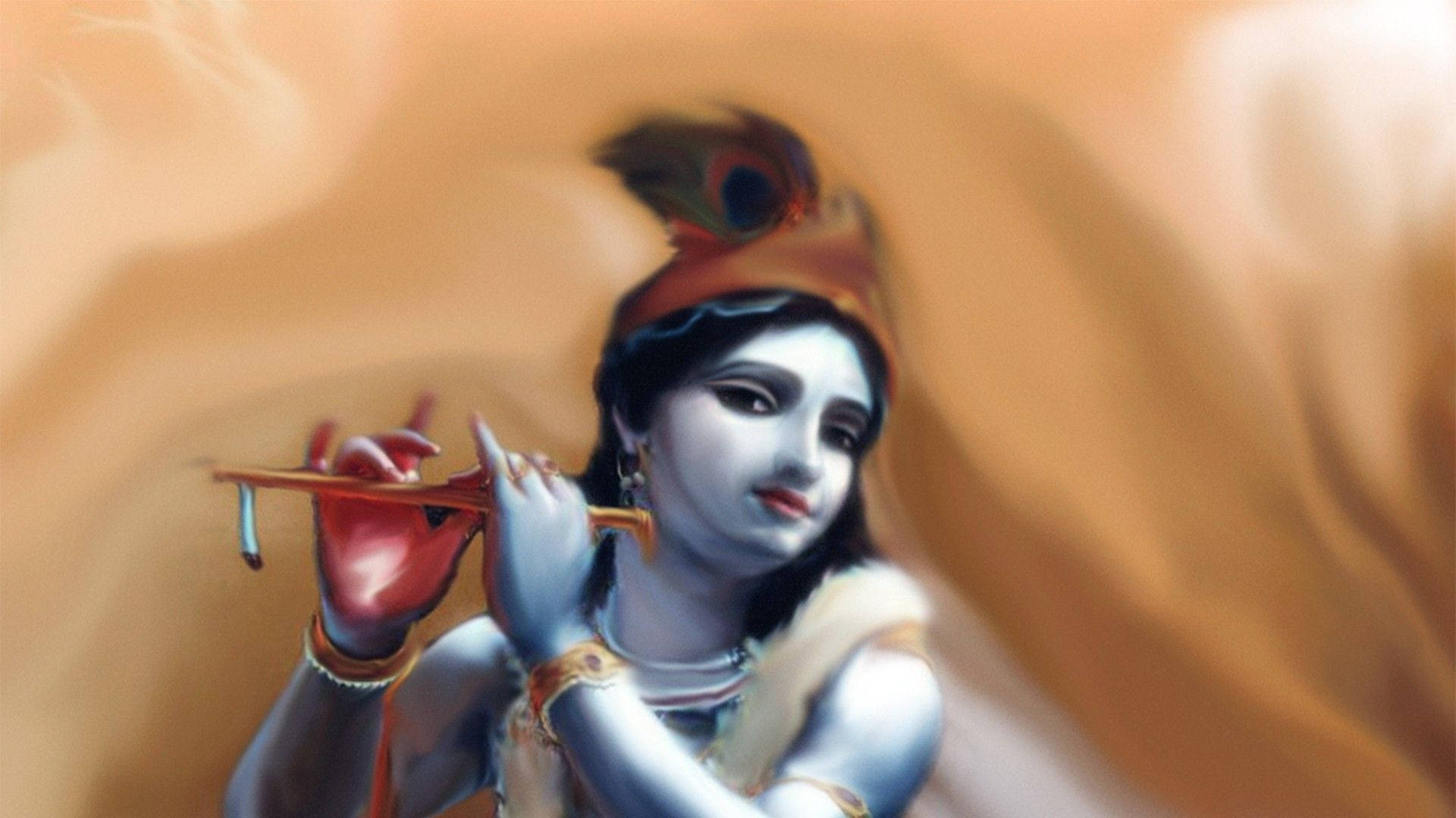 Dark Krishna And Her Flute Wallpaper