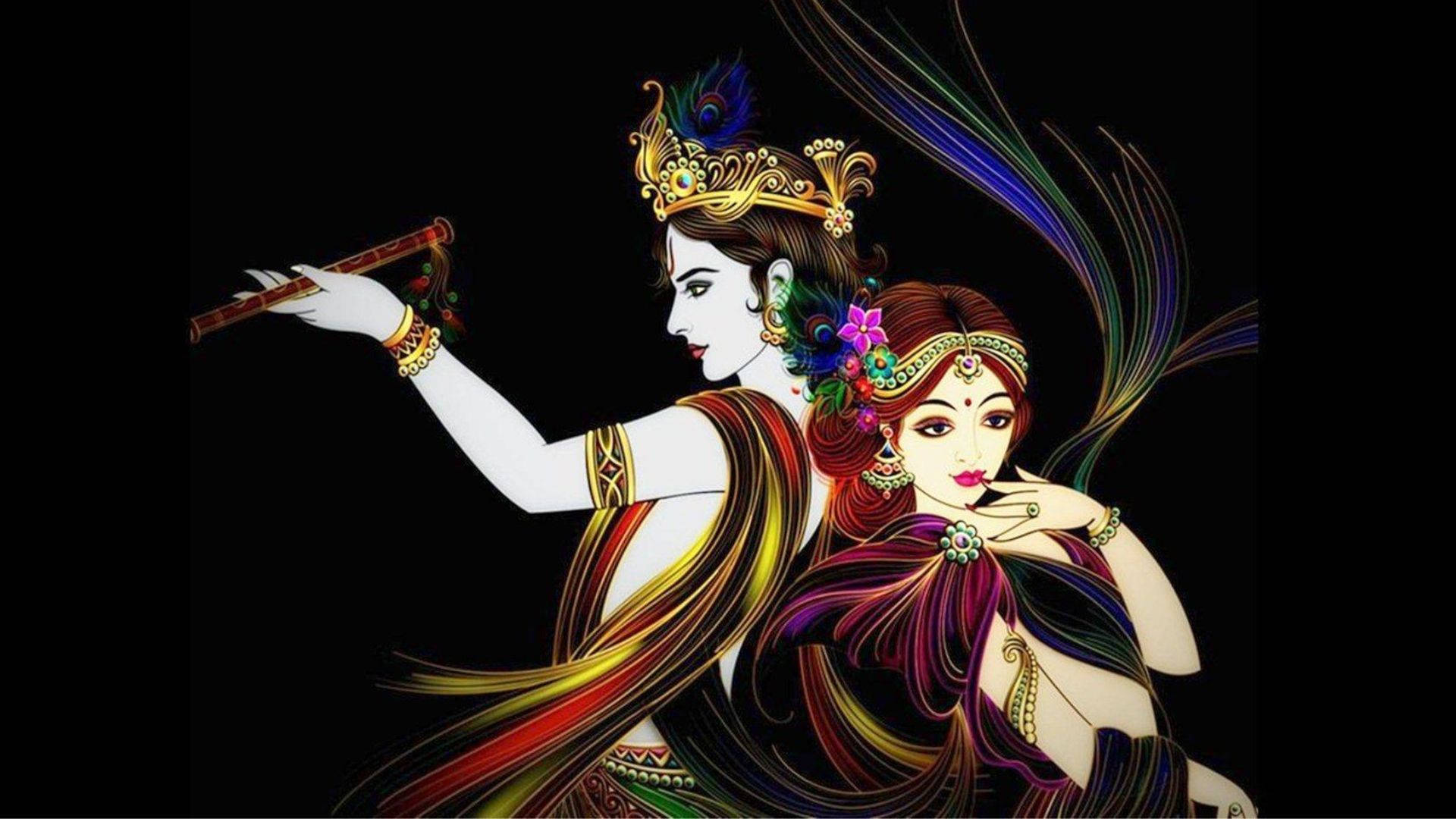 Dark Krishna Facing Opposite Wallpaper