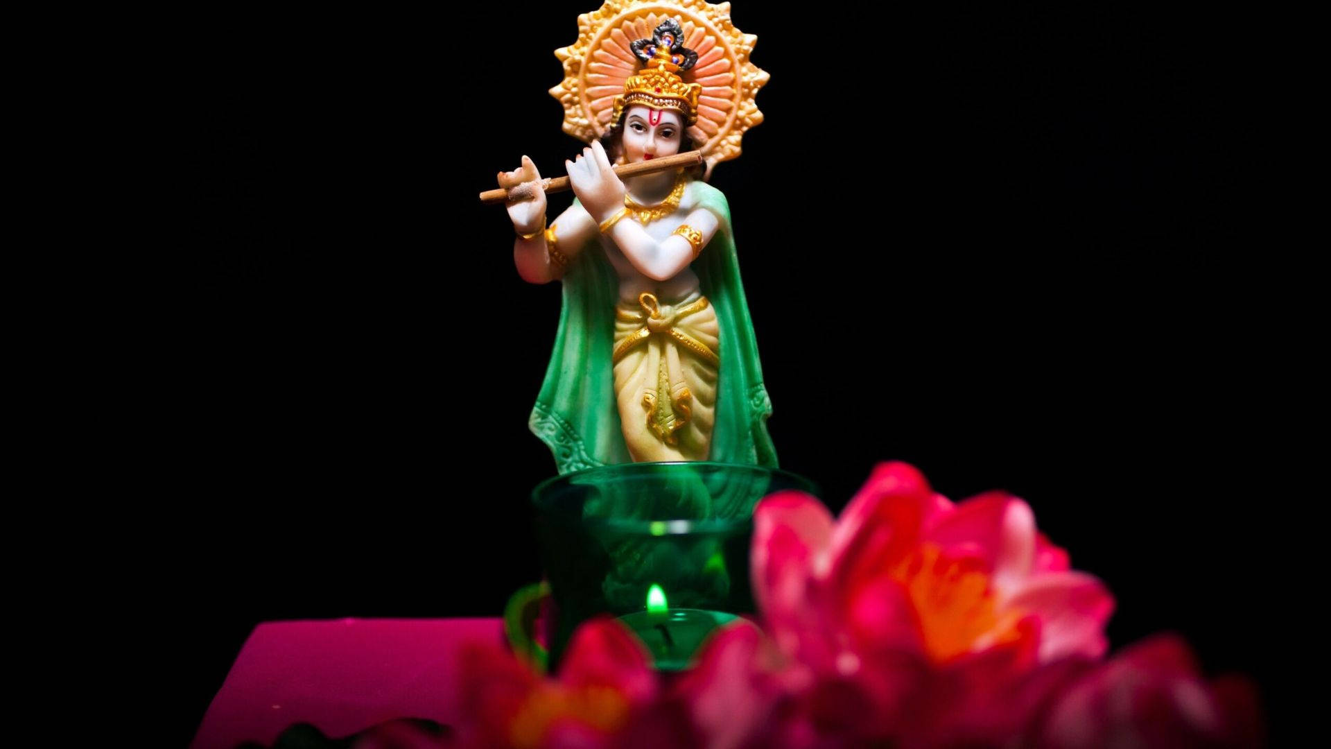 Dark Krishna With A Candle Wallpaper