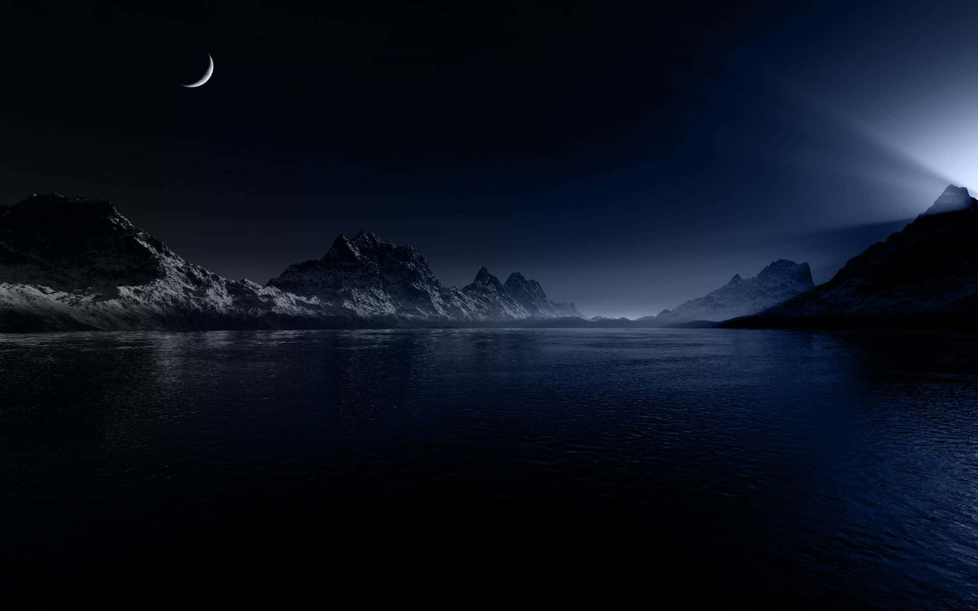 Mysterious Dark Landscape with Rolling Fog Wallpaper